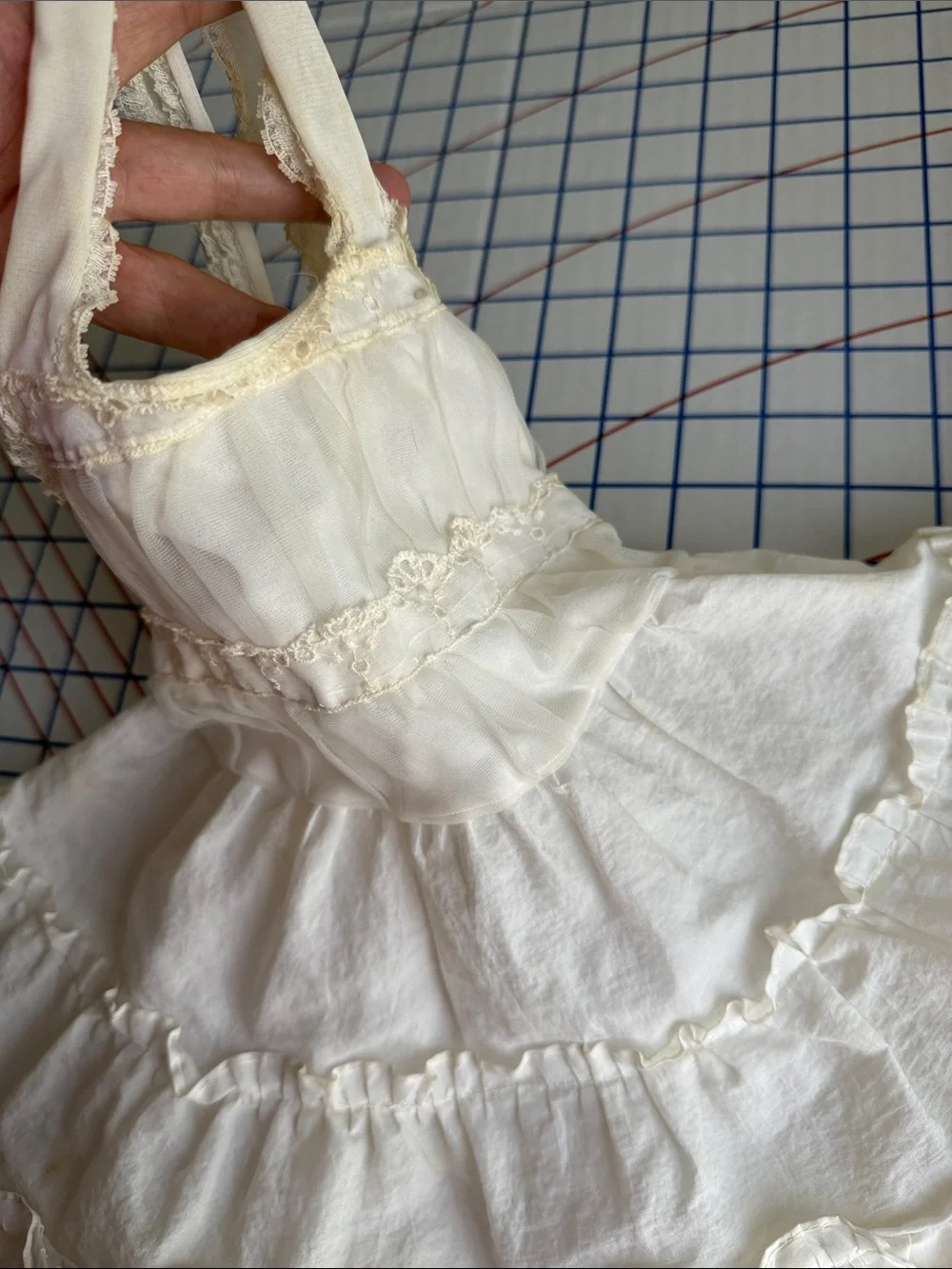 Vintage Child/Doll Slip Petticoat Heirloom Sewing Fabric White Sheer Ruffles